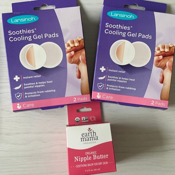 Lansinoh Soothie Nipple Cooling Gel Pads (2) and Earth Mama Nipple Butter NEW - Picture 5 of 5